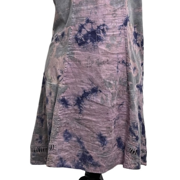 Mind Set XCVI 100% Linen Lagenlook Boho Tie Dye Tunic Top - Picture 5 of 10
